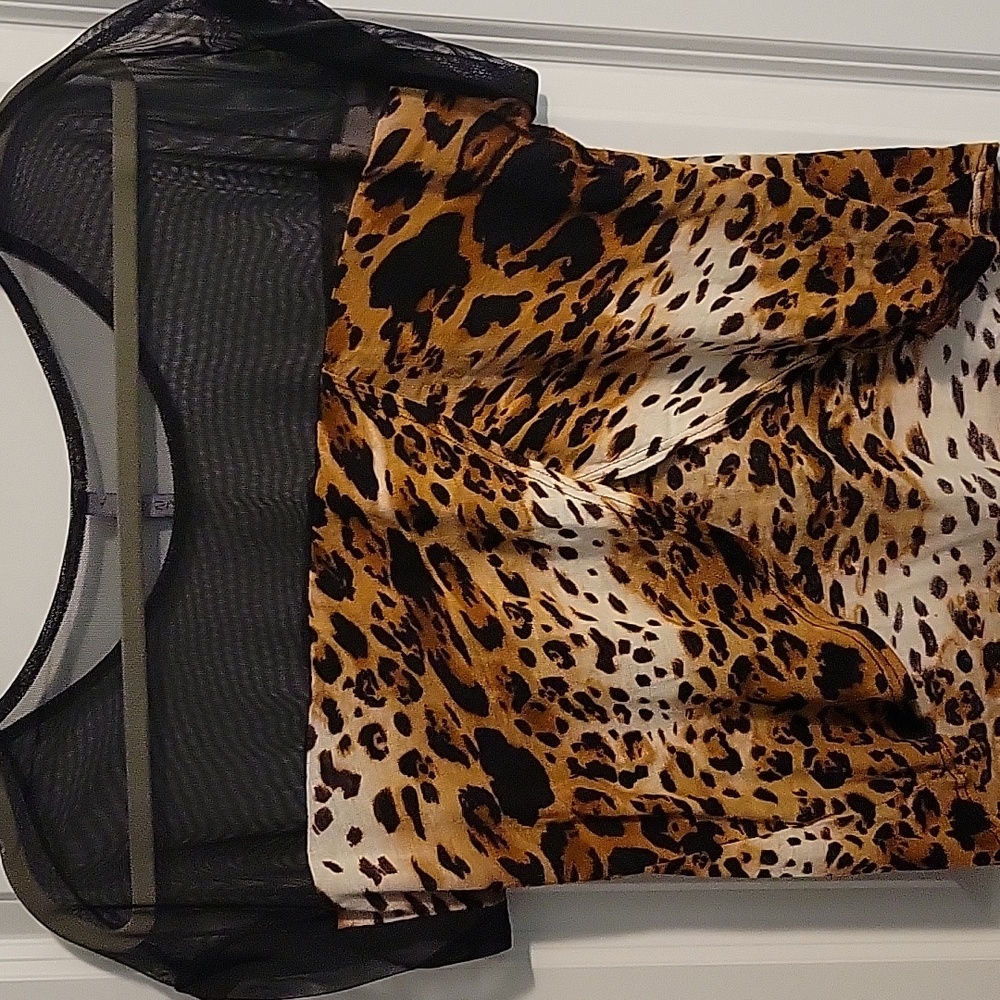 B Sharp, Animal Print Open Back Crop - image 1